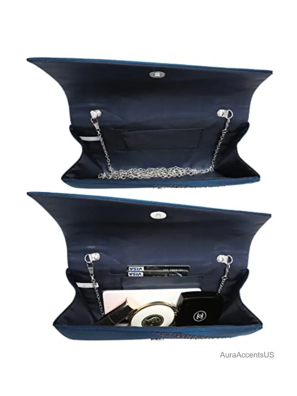 Satin Rhinestone Clutch Evening Bag Sparkle Shiny Purse for Party Wedding
